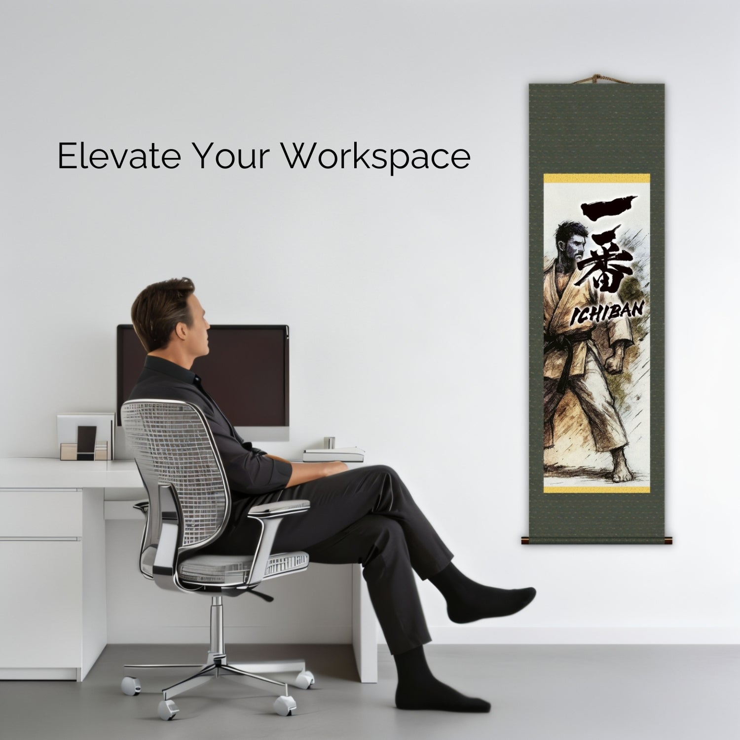 Arts Martiaux Japonais Ichiban Kakemono Tenture Murale – Illustration de Ceinture Noire