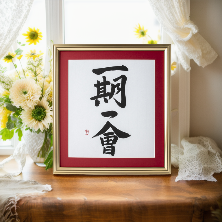 Once-in-a-lifetime meeting - Gold Frame with Red Mat (Free Shipping)