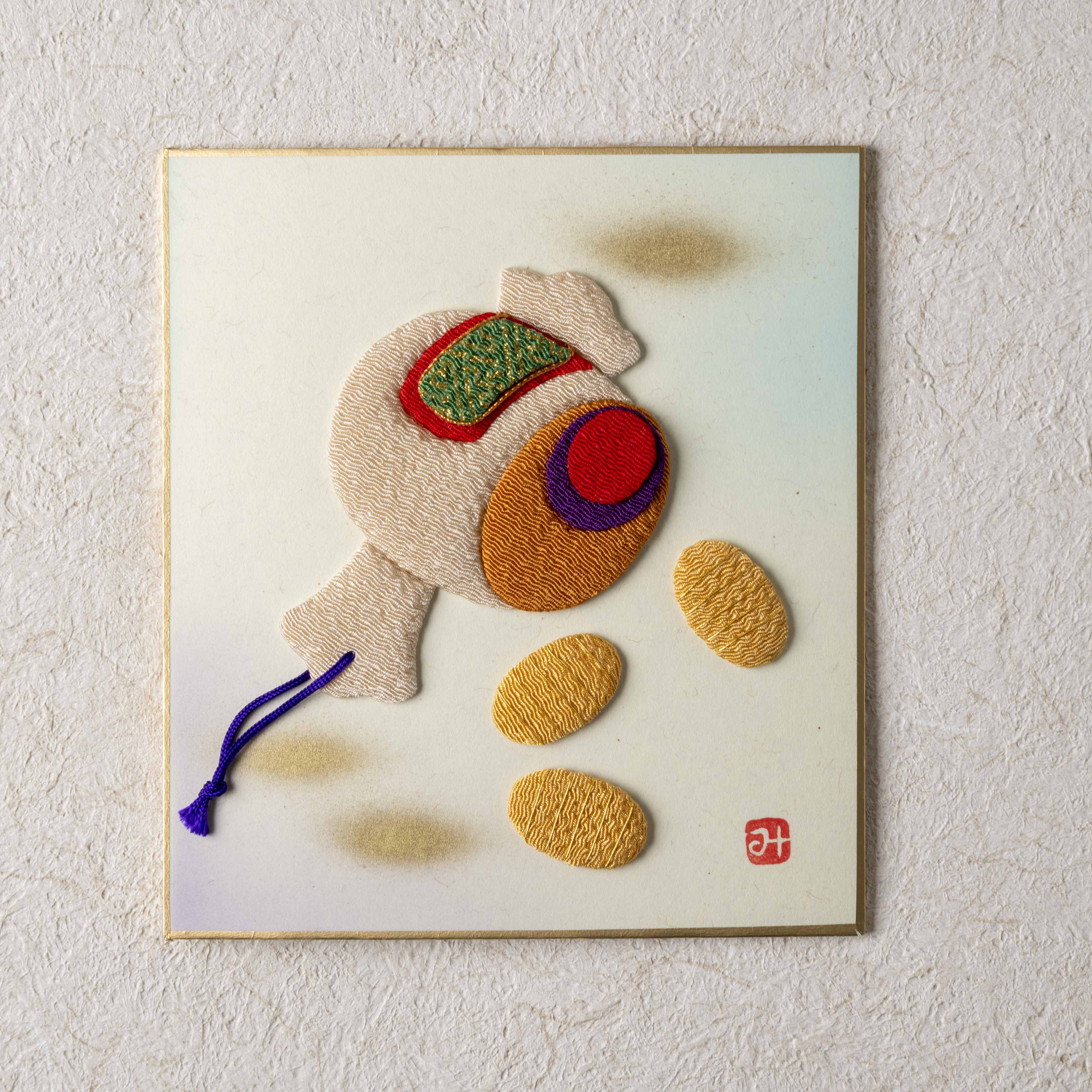 Bundled Product: Themed "Celebration" - Shodo and Raised Cloth Artwork, Design 1