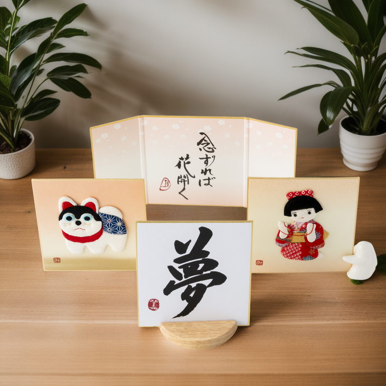 Bundled Product: Themed "Dream" - Shodo and Raised Cloth Artwork, Design 2