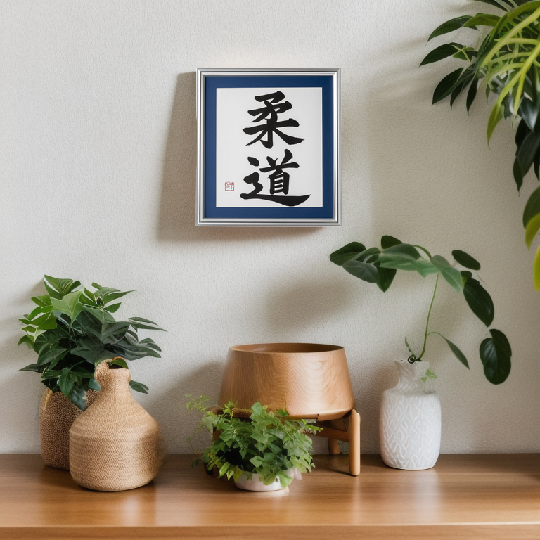 Spirit of "Judo" -  Silver Frame with Blue Mat (Free Shipping)