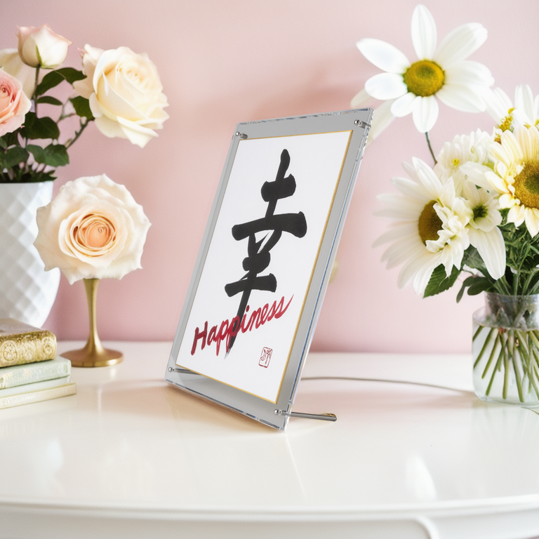 Shiawase "Happiness" in Japanese - Acrylic Clear Frame (Free Shipping)